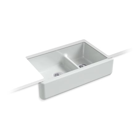 Kohler Kitchen Sink, Farmhouse, Undermount Mount, 0 Hole, Ice Gray 6427-95